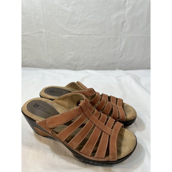 White Mountain Mast Clog Wedge Nubuck Leather Sandals Nutmeg SIZE 8 - Picture 8 of 16